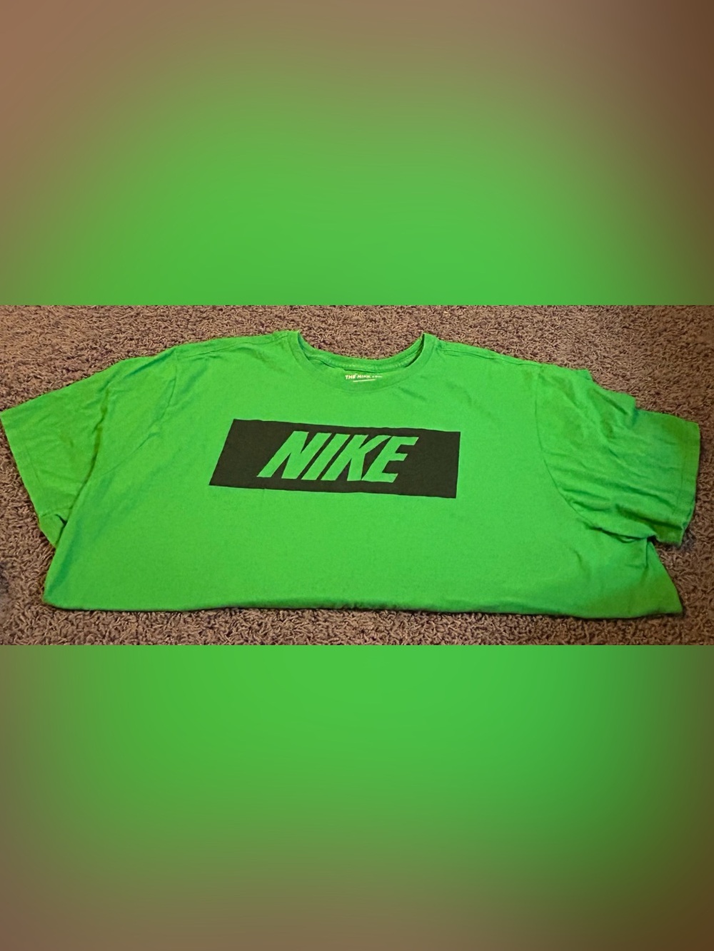 Nike Neon Green Short Sleeve Tee with Black Logo Box